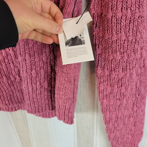 NEW Something Navy Cable Knit Sweater Pink‎ Size Small Cotton Linen - Picture 4 of 9